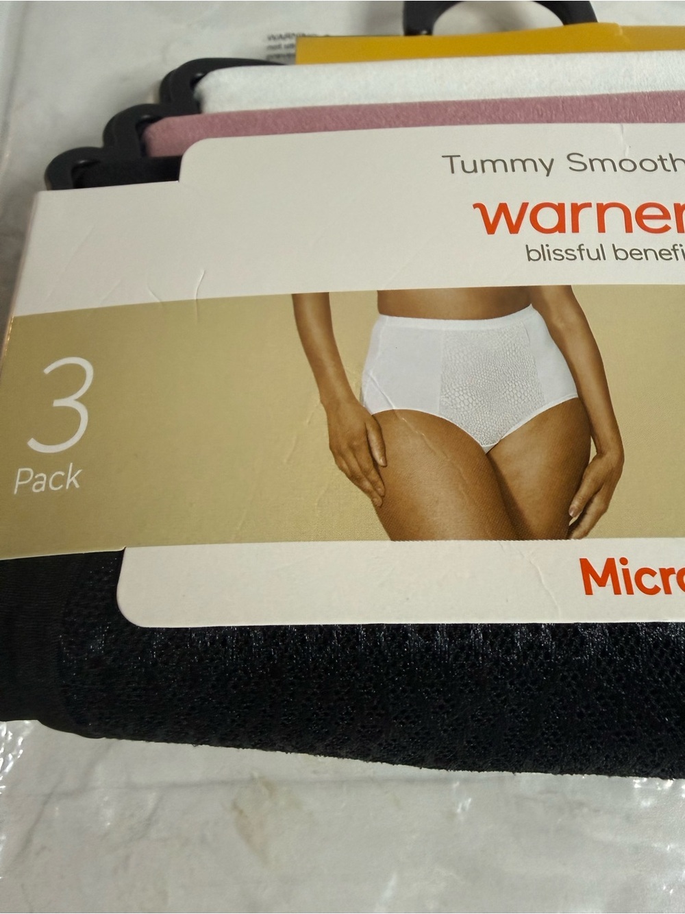 Warner's Microfiber Tummy Smoothing Briefs - White, Pink, Black - Picture 6 of 6